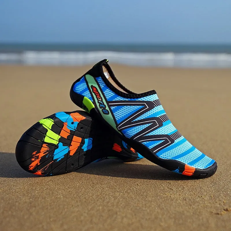 2018 Men Woman Beach Summer Outdoor Wading Shoes Swimming Slipper On Surf Quick-Drying Aqua Shoes Skin Sock Striped Water Shoes