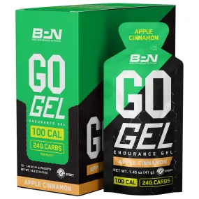 BARE PERFORMANCE NUTRITION, BPN Go Gel Endurance Gel, Vegan   Gluten Free Running Gel with 24g of Carbohydrates & 100 Calories per Gel Pack, 10 Single-Serving Gel Packs, Apple Cinnamon