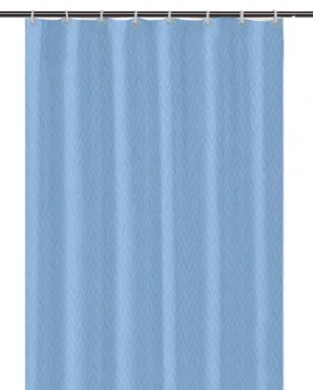 Blue Zig Zag Designer Polyester Shower Curtain With 8 Eyelets & C-Hooks | 4 X 6.5 Ft