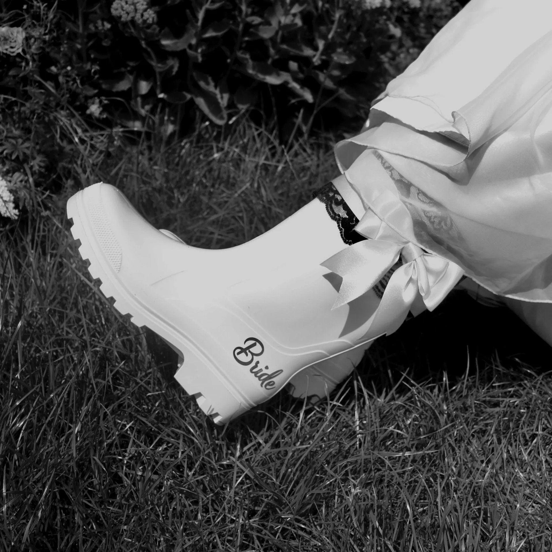 Bridal Rain Boots, Wellies, Alternative Wedding Shoes - UK8