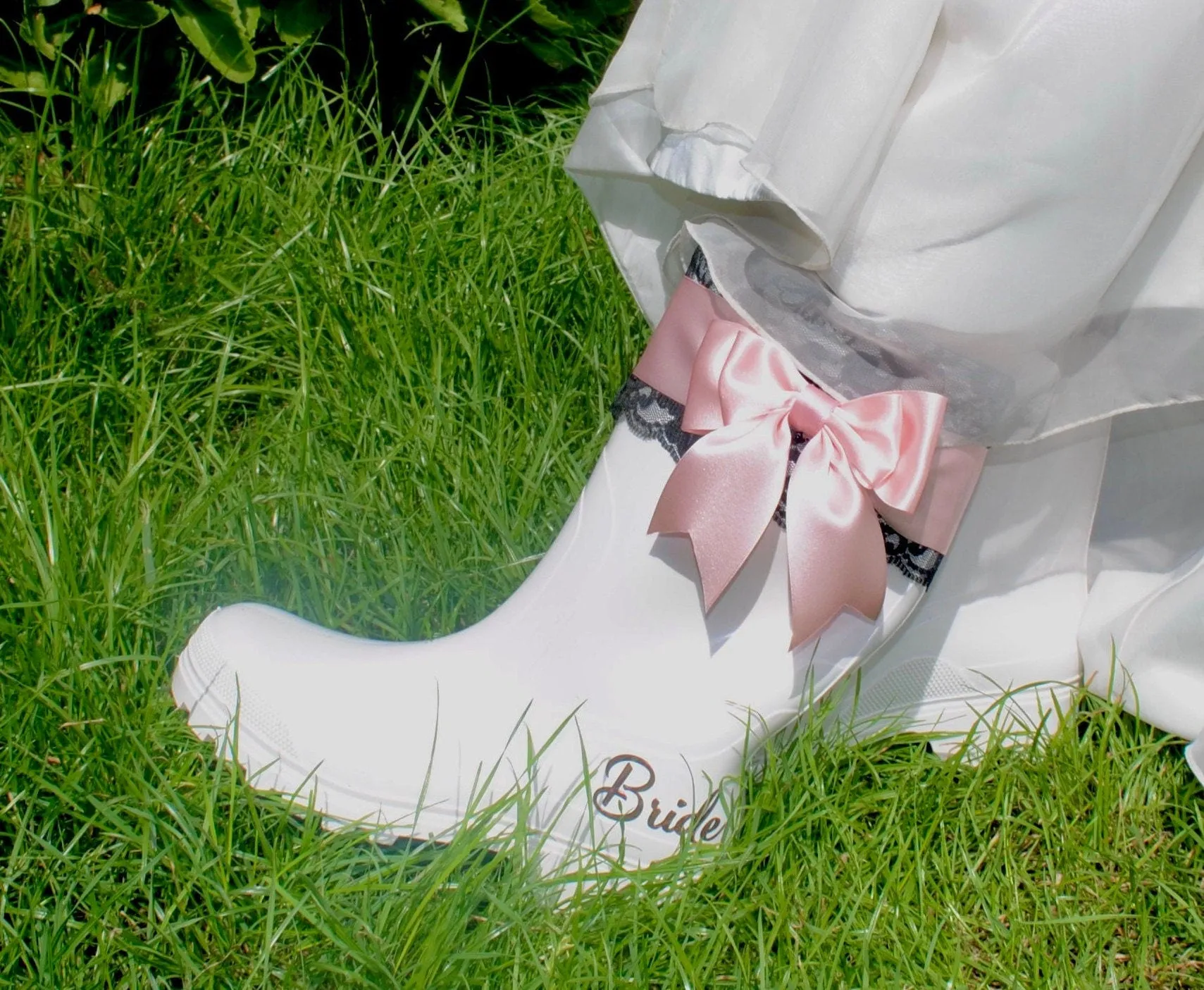 Bridal Rain Boots, Wellies, Alternative Wedding Shoes - UK8