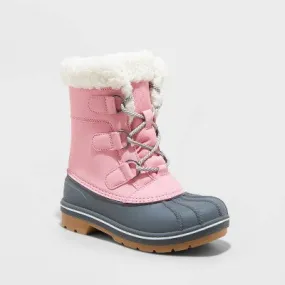 Cat & Jack Kids Faux Fur Lace-Up Mid Calf Winter Boots Waterproof