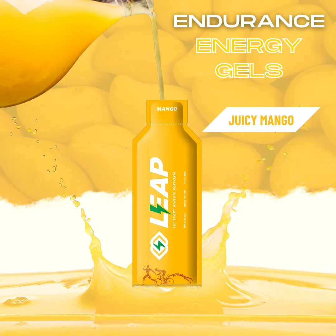 Pack of 12 Leap Energy Gels:  Assorted Flavors of 4 Mango-4 Orange-4 Ginger