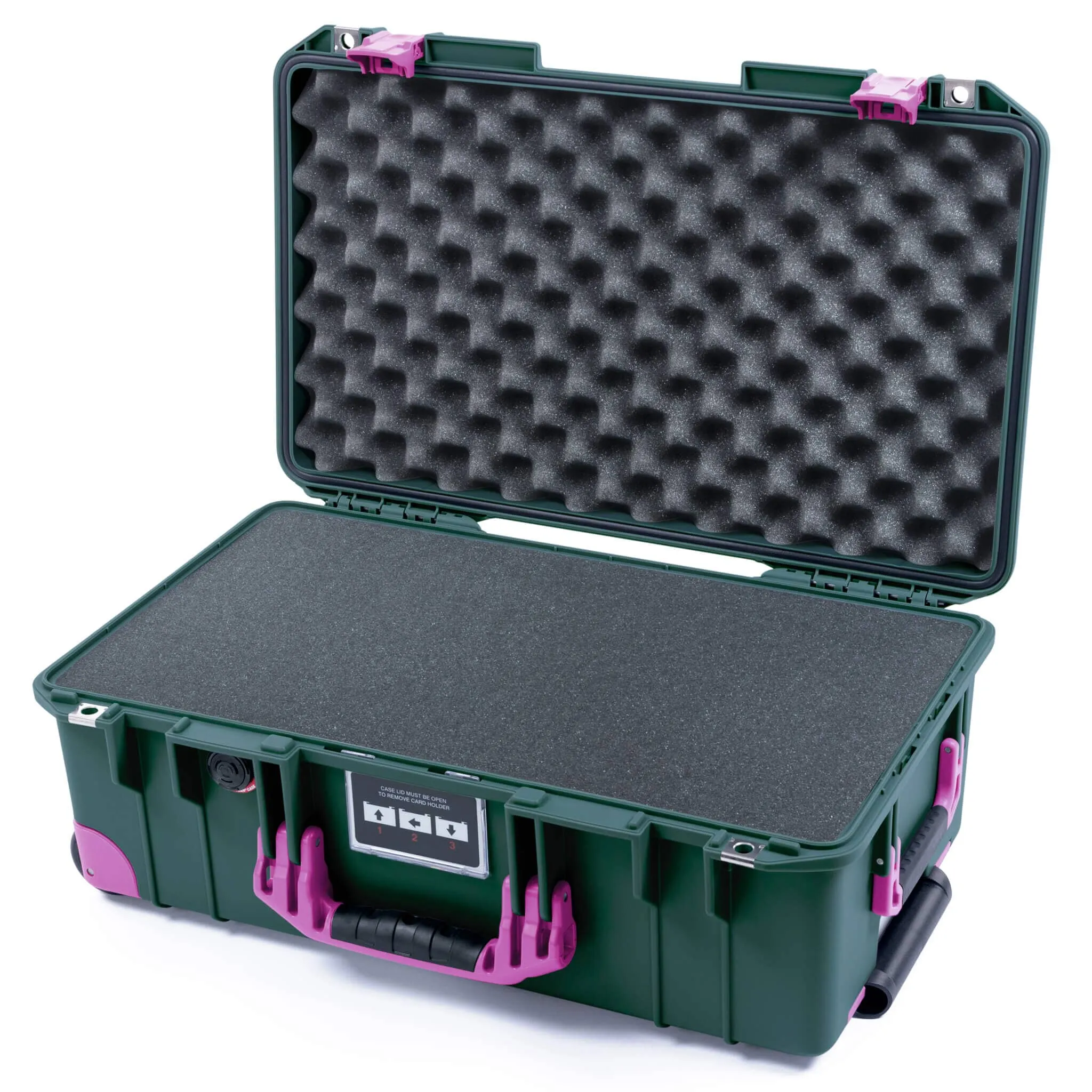 Pelican 1535 Air Case, Trekking Green with Magenta Handles, Latches & Trolley