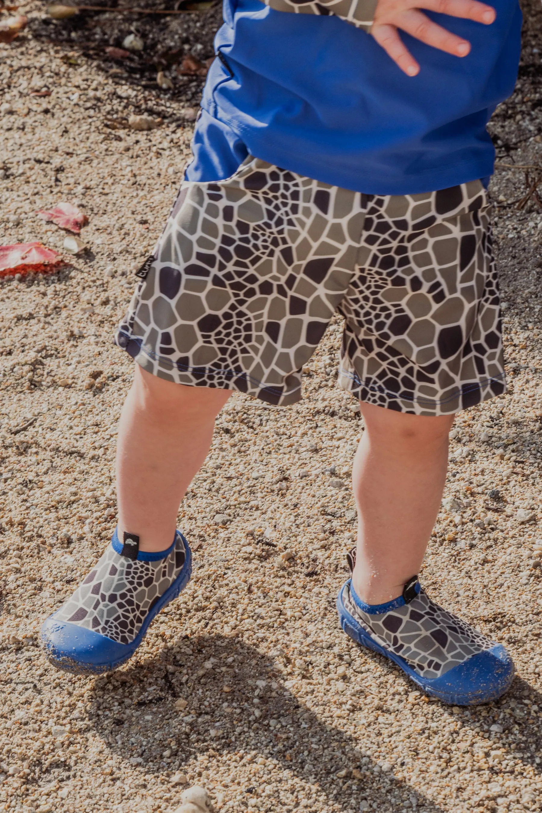 Water Shoes in Blue & Shell Print