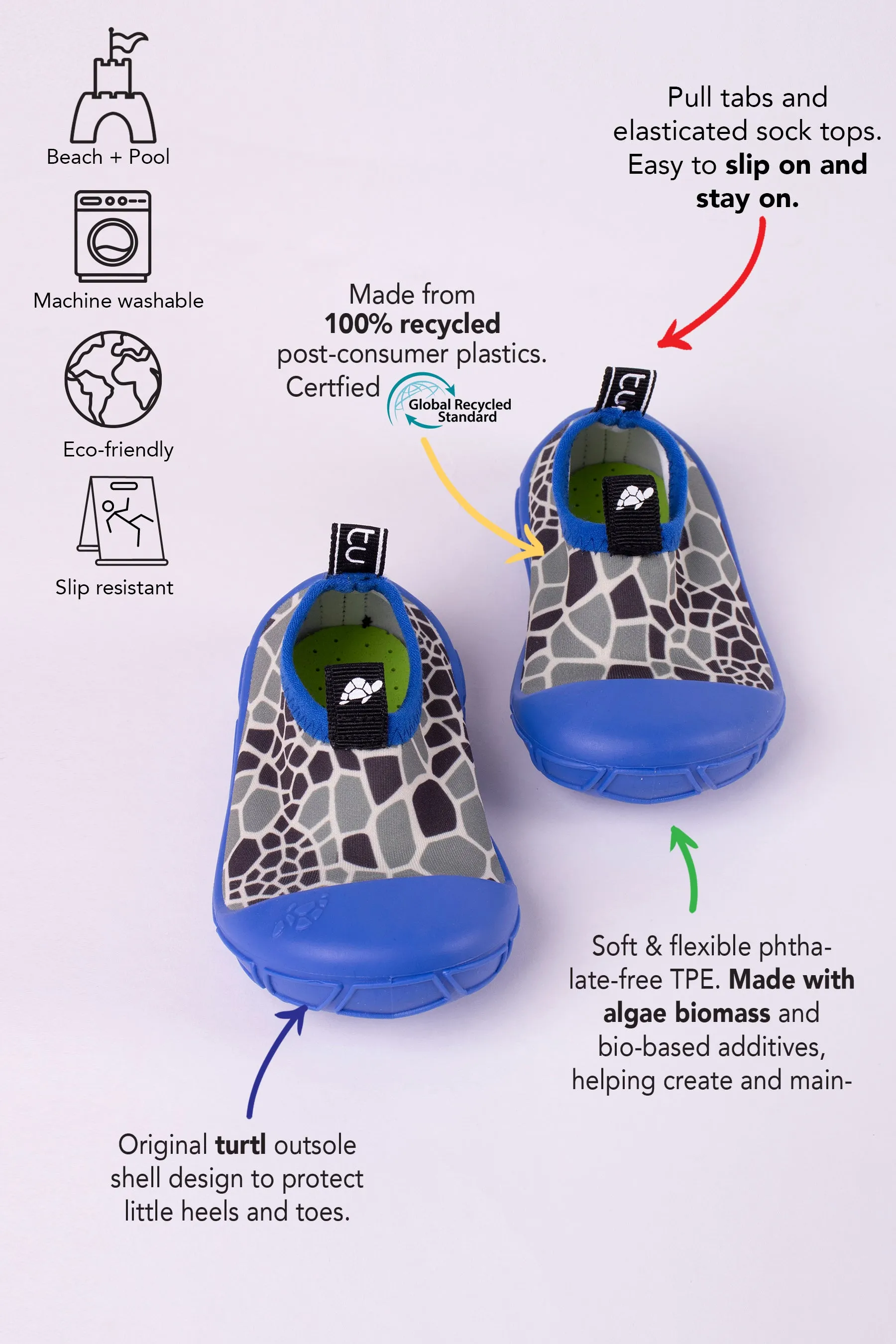Water Shoes in Blue & Shell Print